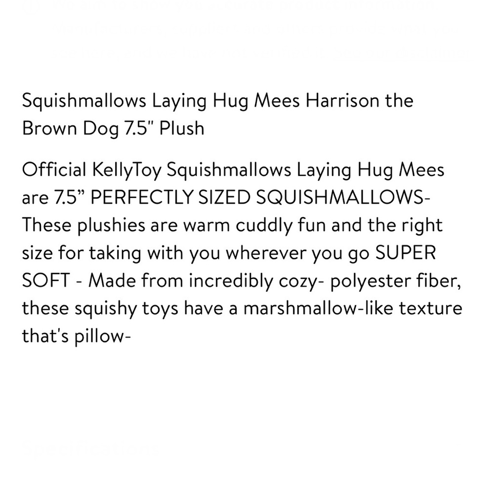 Squishmallows Harrison the Dog Hug Mees Laying Down Ultimate Soft Stuffed Pillow - Picture 3 of 12